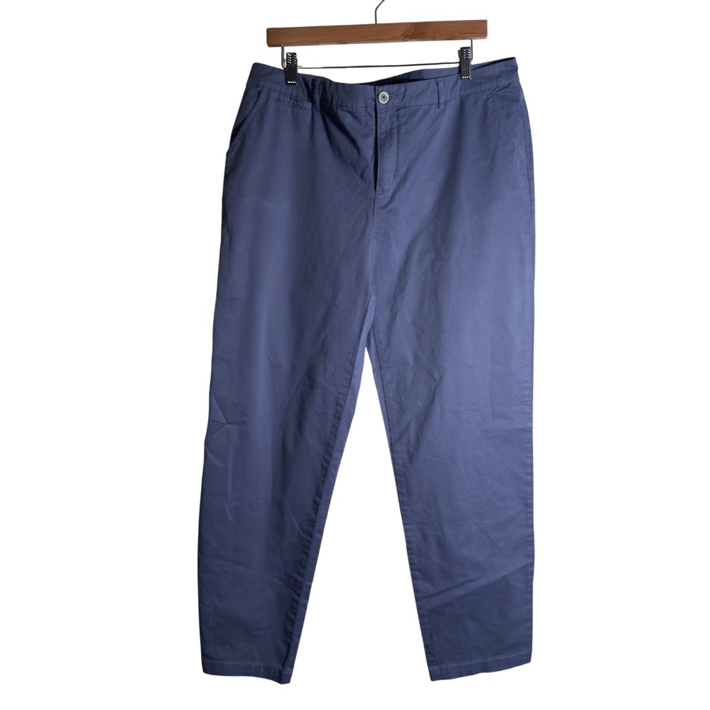 Garnet Hill Soft Chino Pants Light Blue Straight Leg Size 16‎